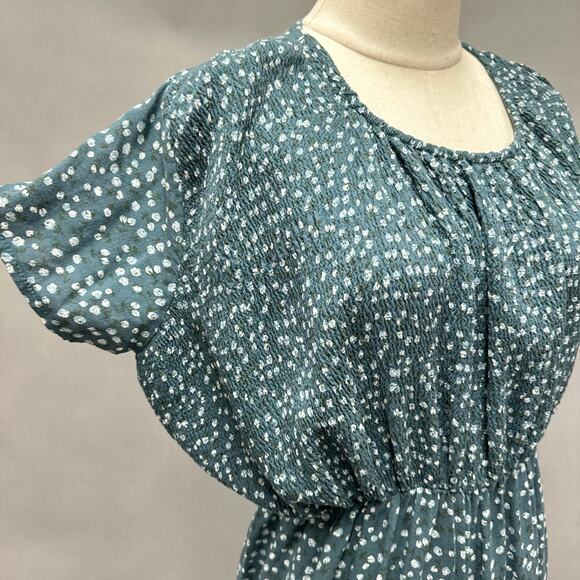 Vintage 90s Debra Martin Floral Smocked Top Dolman Sleeve Jumpsuit Size 12 - Picture 14 of 16